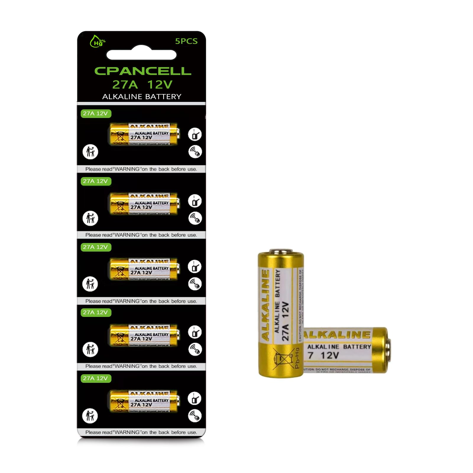 Amazon | CPANCELL 27A 12V アルカリ電池 A27S MN27 L828 A27 12ボルト